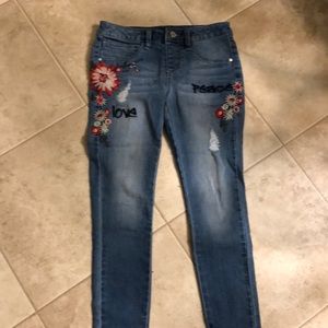Size 12 girls jeans with embroidered detail